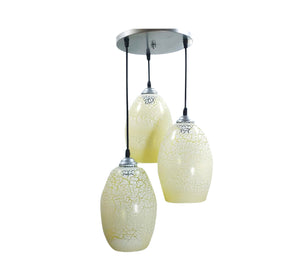 Elegant yellow triple glass chandelier