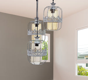 Decorations Chandelier with three silver cages