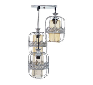 Decorations Chandelier with three silver cages