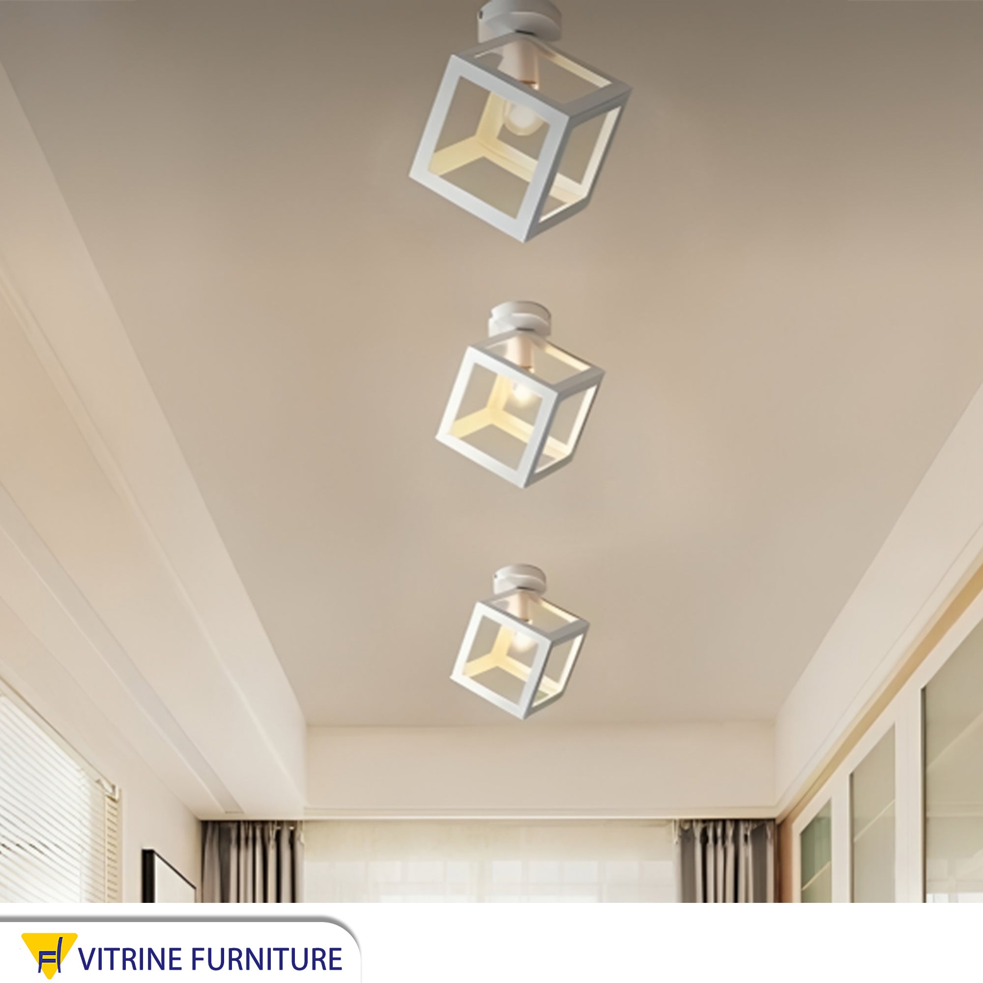 White metal lighting unit for the ceiling