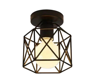 Black metal ceiling lamp in X-cage shape