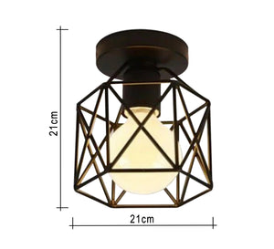 Black metal ceiling lamp in X-cage shape