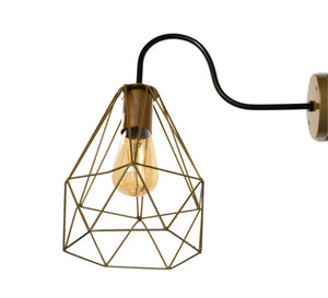 Gold metal cage wall lamp