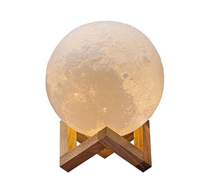 Modern metal moon lamp wood and glass