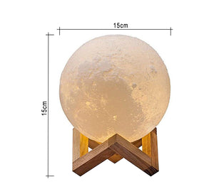 Modern metal moon lamp wood and glass