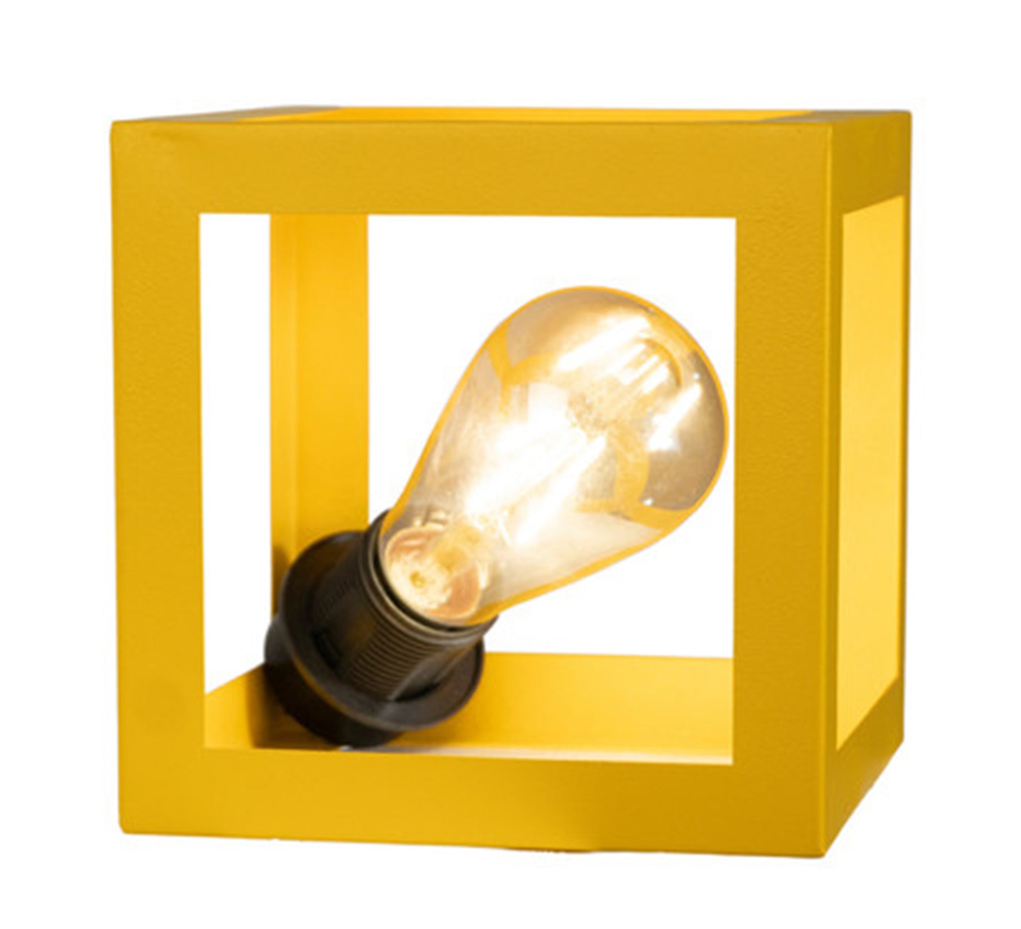 Modern cube yellow metal lampshade