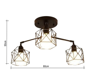 مصباح سقف معدني من ثلاث أقفاص معدنية 