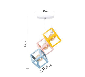 نجفه ثلاثية مودرن لوحدات اضاءة متدلية على شكل قفص مربع مختلف الارتفاعات والالوان 