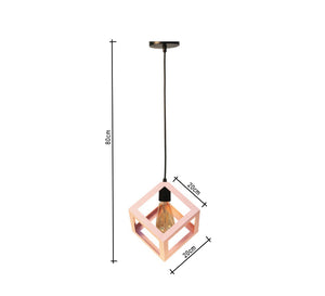 Pink hollow cube pendant