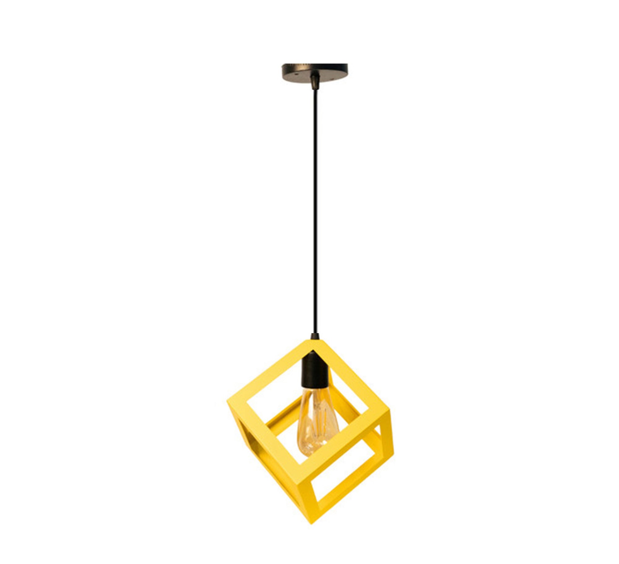 Yellow hollow cube pendant