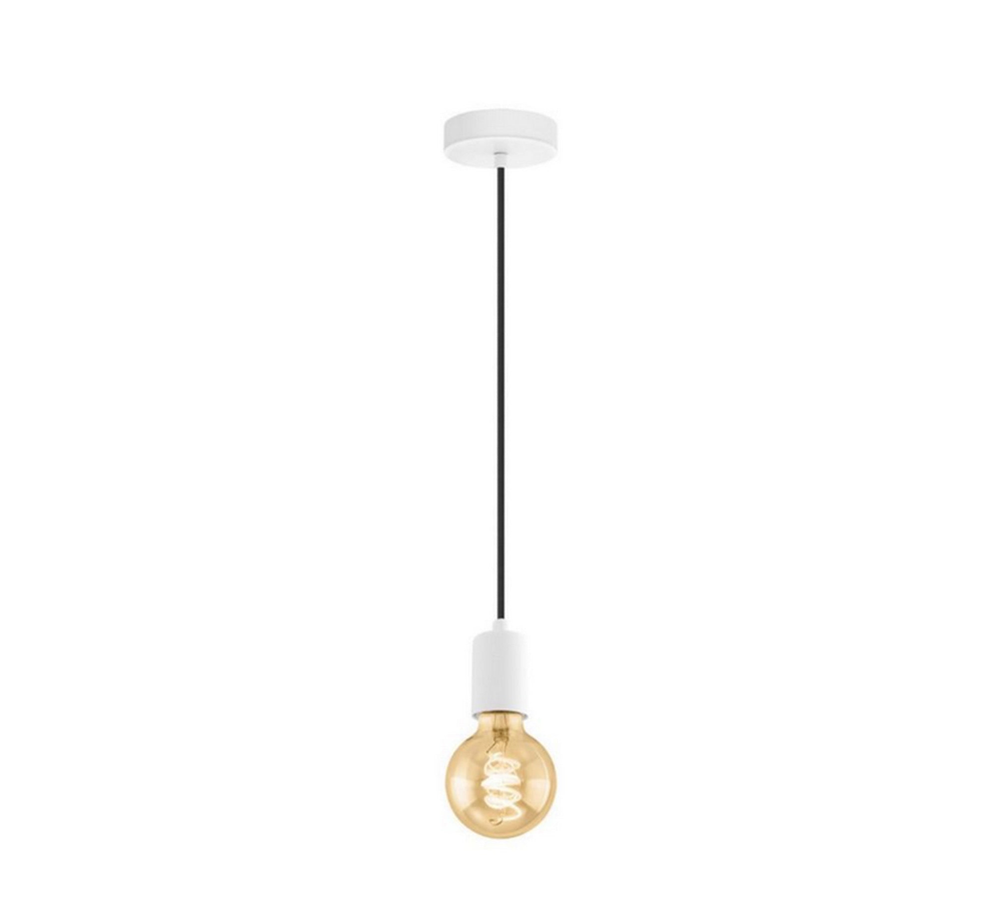 Hanging in white with a decorative bulb