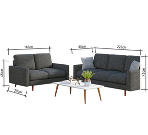 Three-seater sofa + two-seater sofa in luxurious dark grey