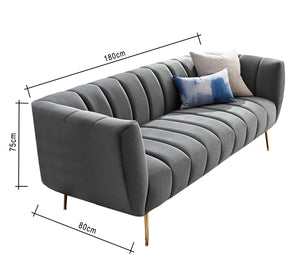 Modern light gray sofa with high legs