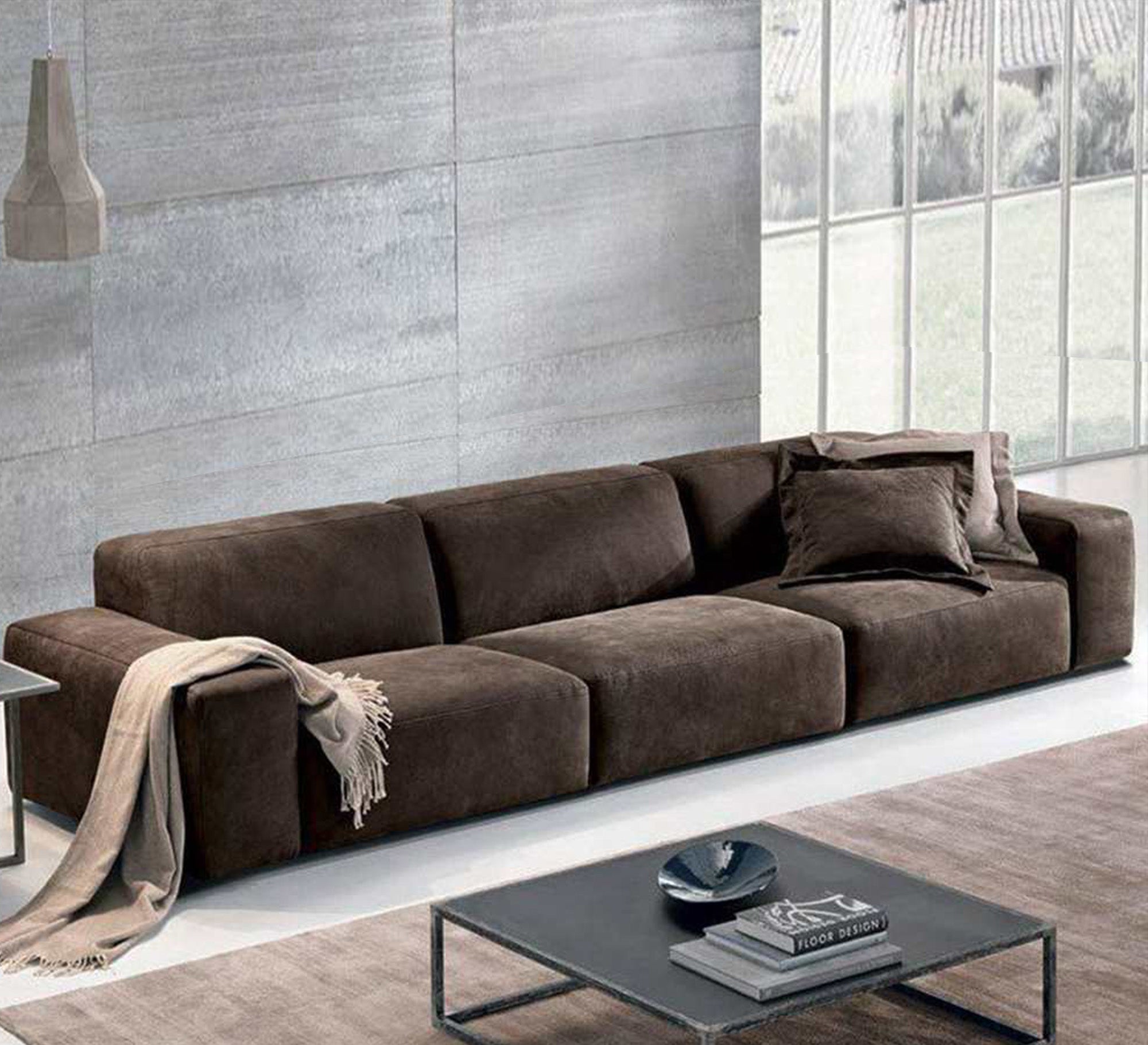 Brown double sofa