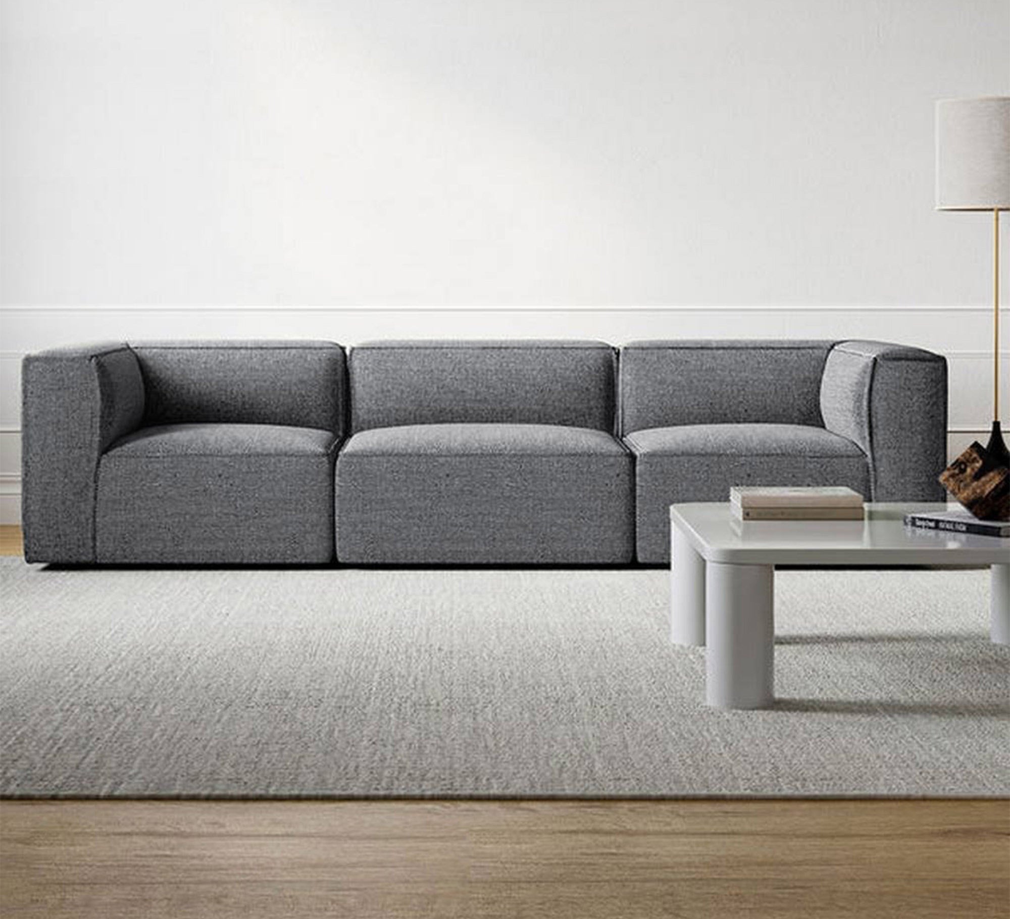 Dark grey linen sofa