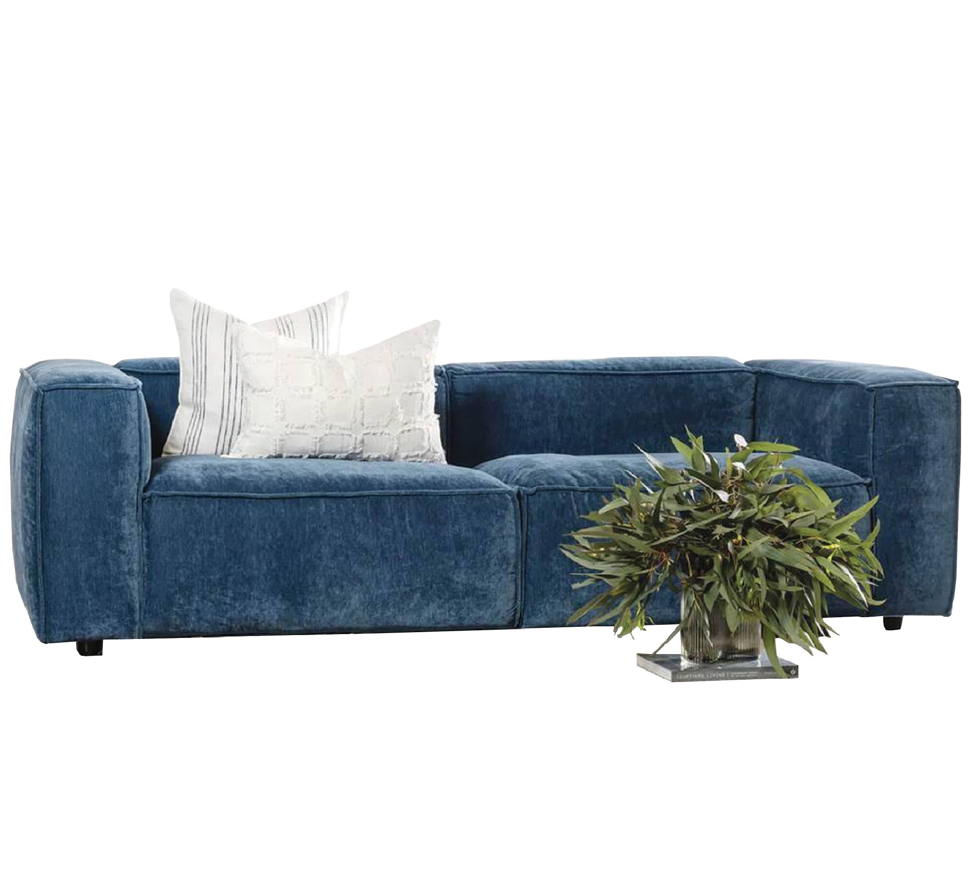 Totally upholstered blue sofa