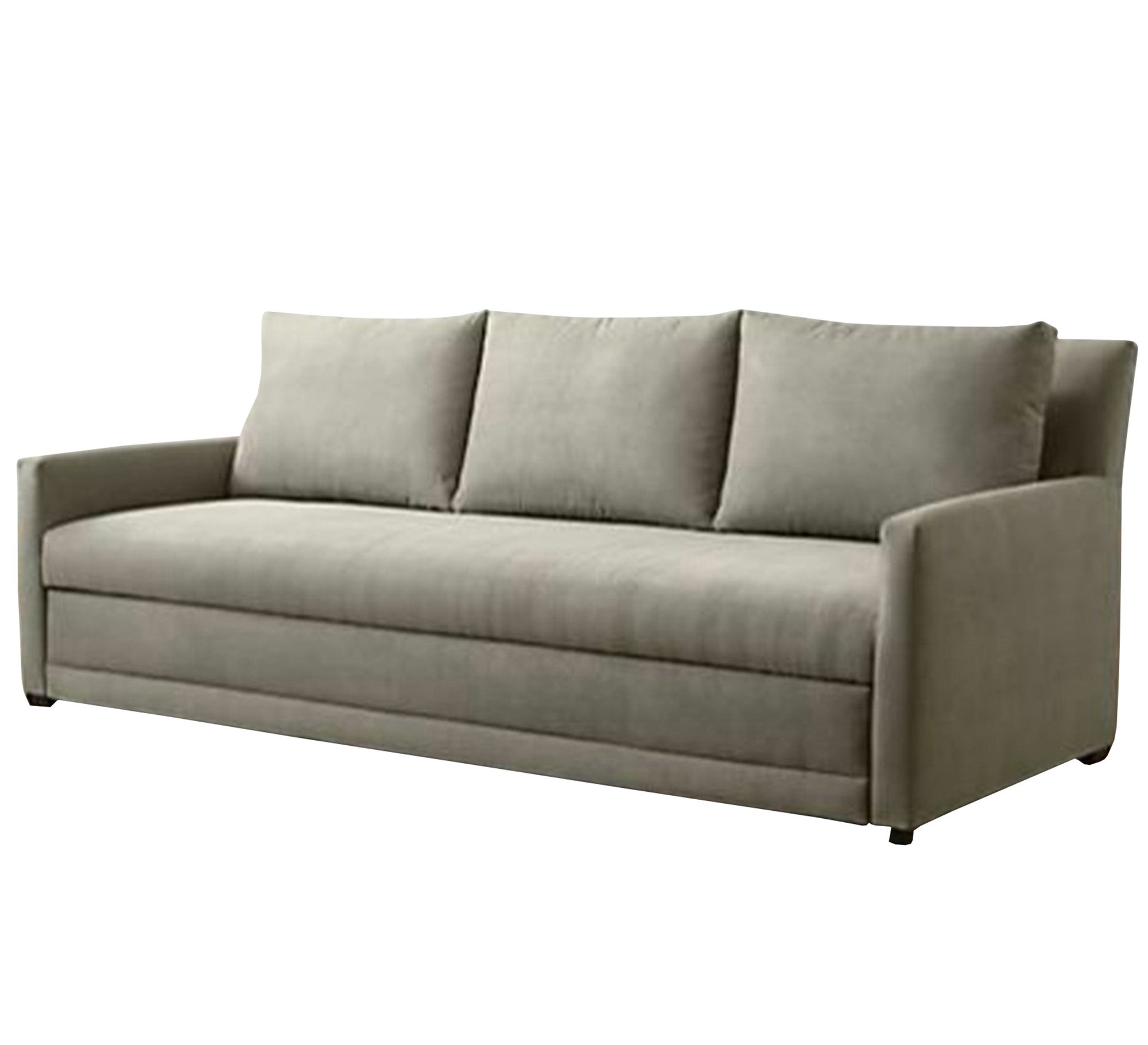 A sofa with three back cushions