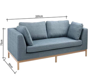 A sofa with movable base and back cushions