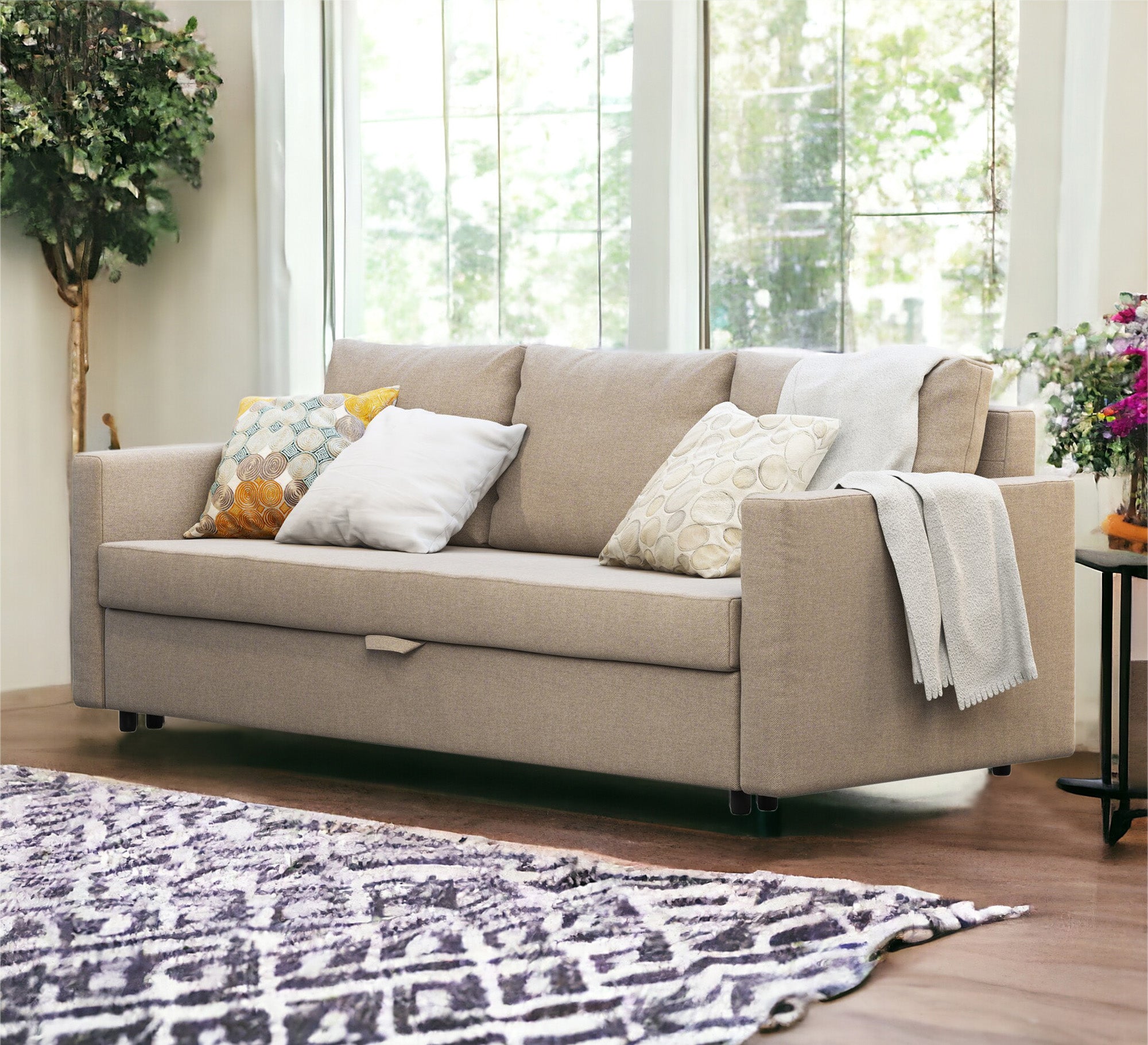 Beige Sofa Bed, Stylish & Versatile Comfort