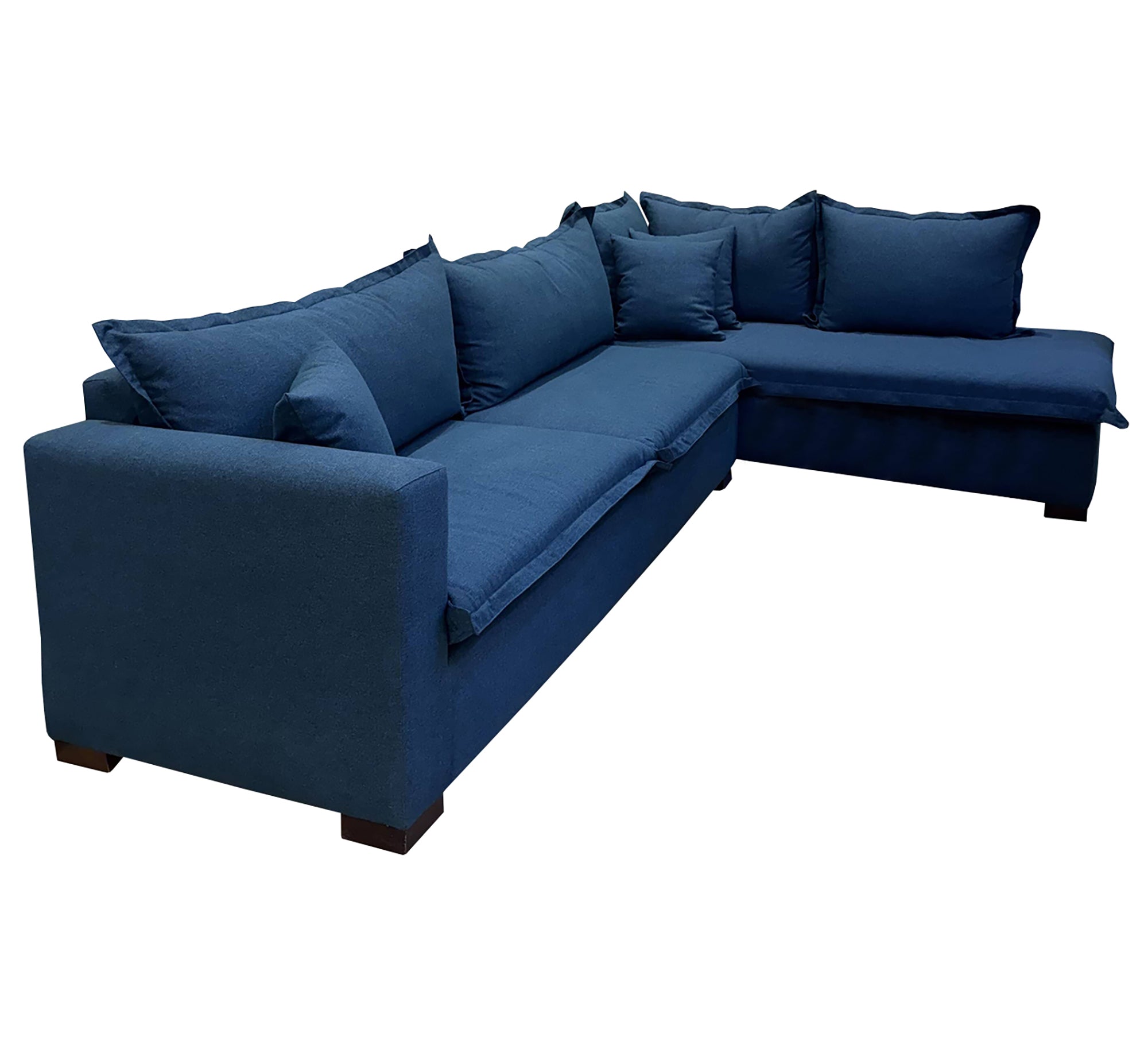 Blue L-shaped sofa