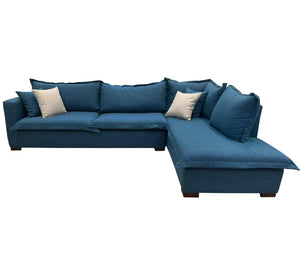 Blue L-shaped sofa