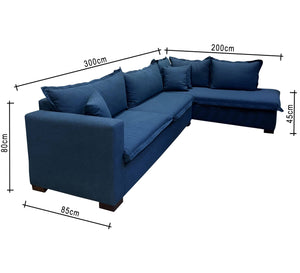 Blue L-shaped sofa