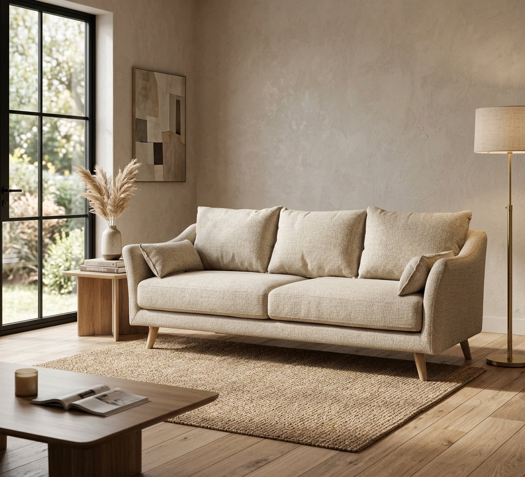 A luxurious fabric sofa with a luxurious design.