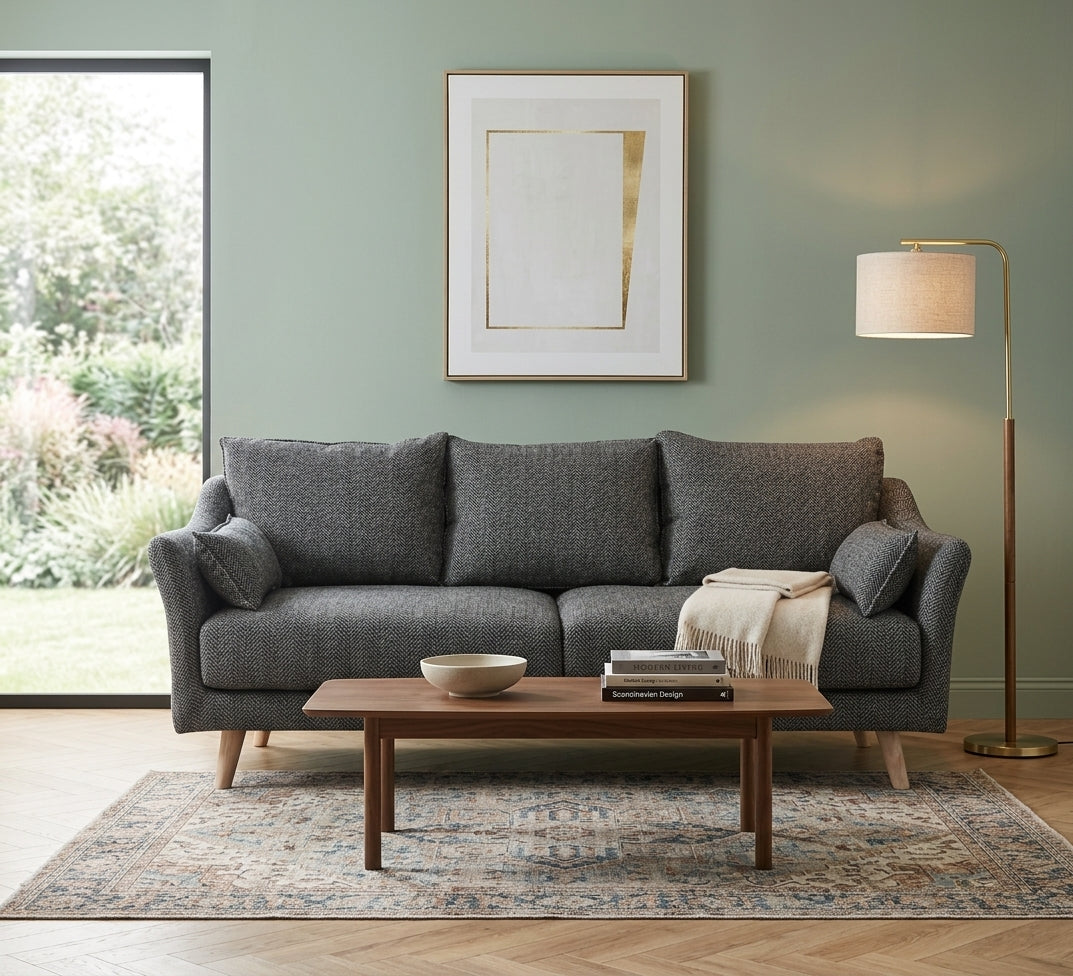 A luxurious fabric sofa with a luxurious design.