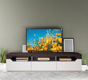 White TV Table - Dark Brown Top, Stylish Design