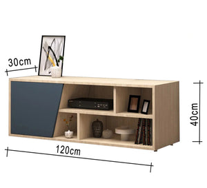 Beige Wood TV Table * Stylish Gray Accents