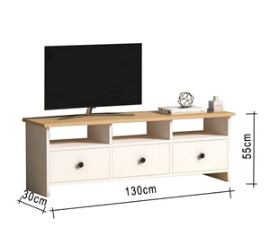 TV unit with three drawers and shelves