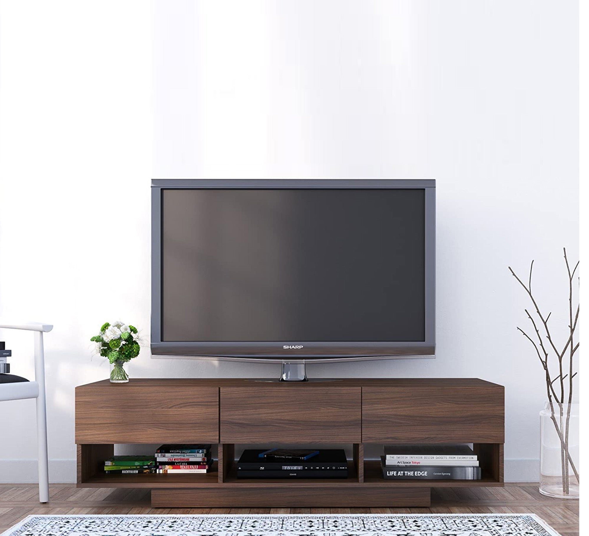 Dark brown wooden TV unit