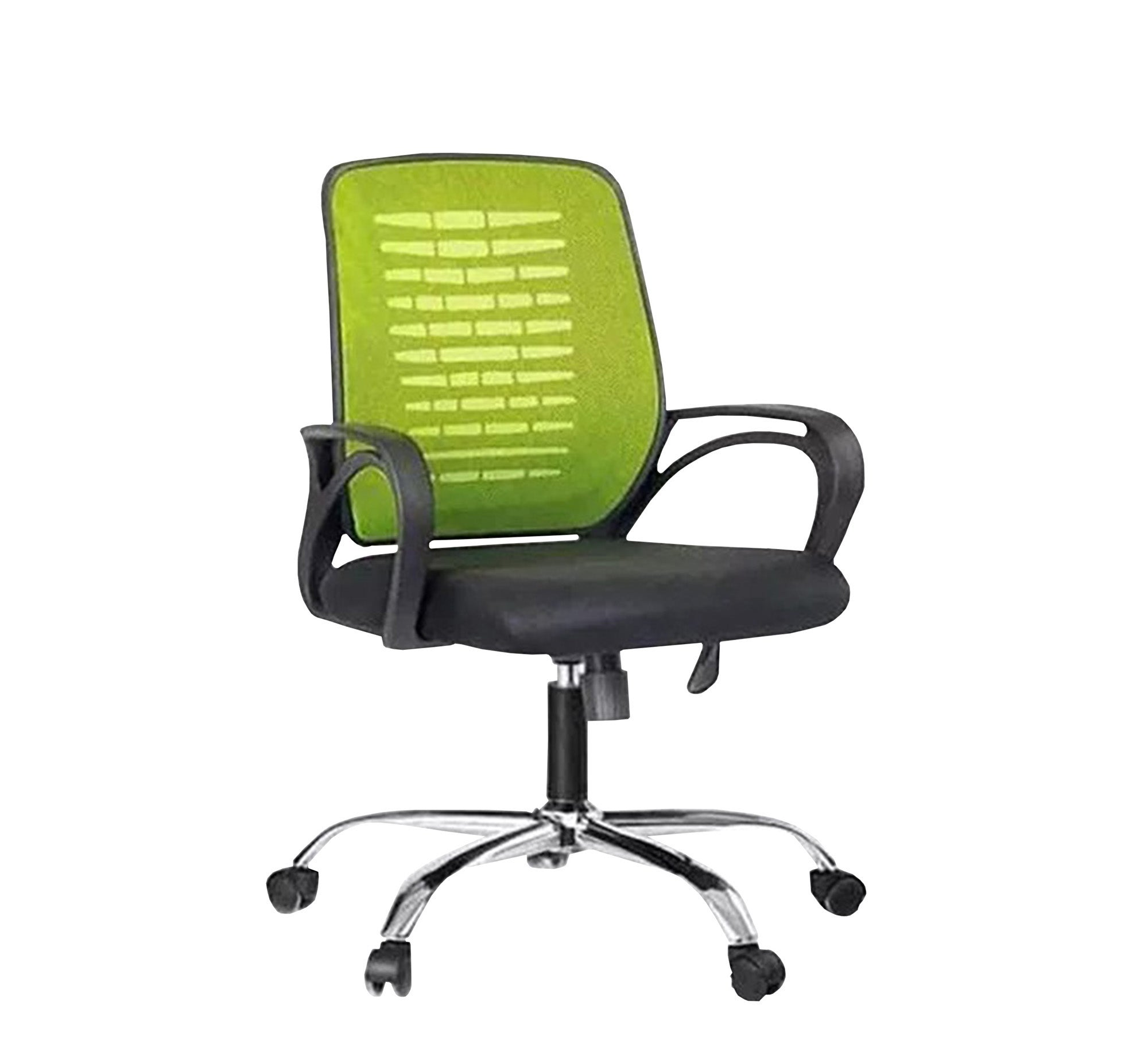 Green office chair with metal legs