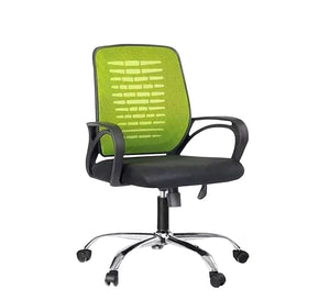 Green office chair with metal legs