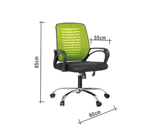 Green office chair with metal legs