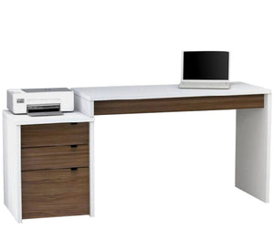 White and Brown Wooden Desk, Elegant & Durable