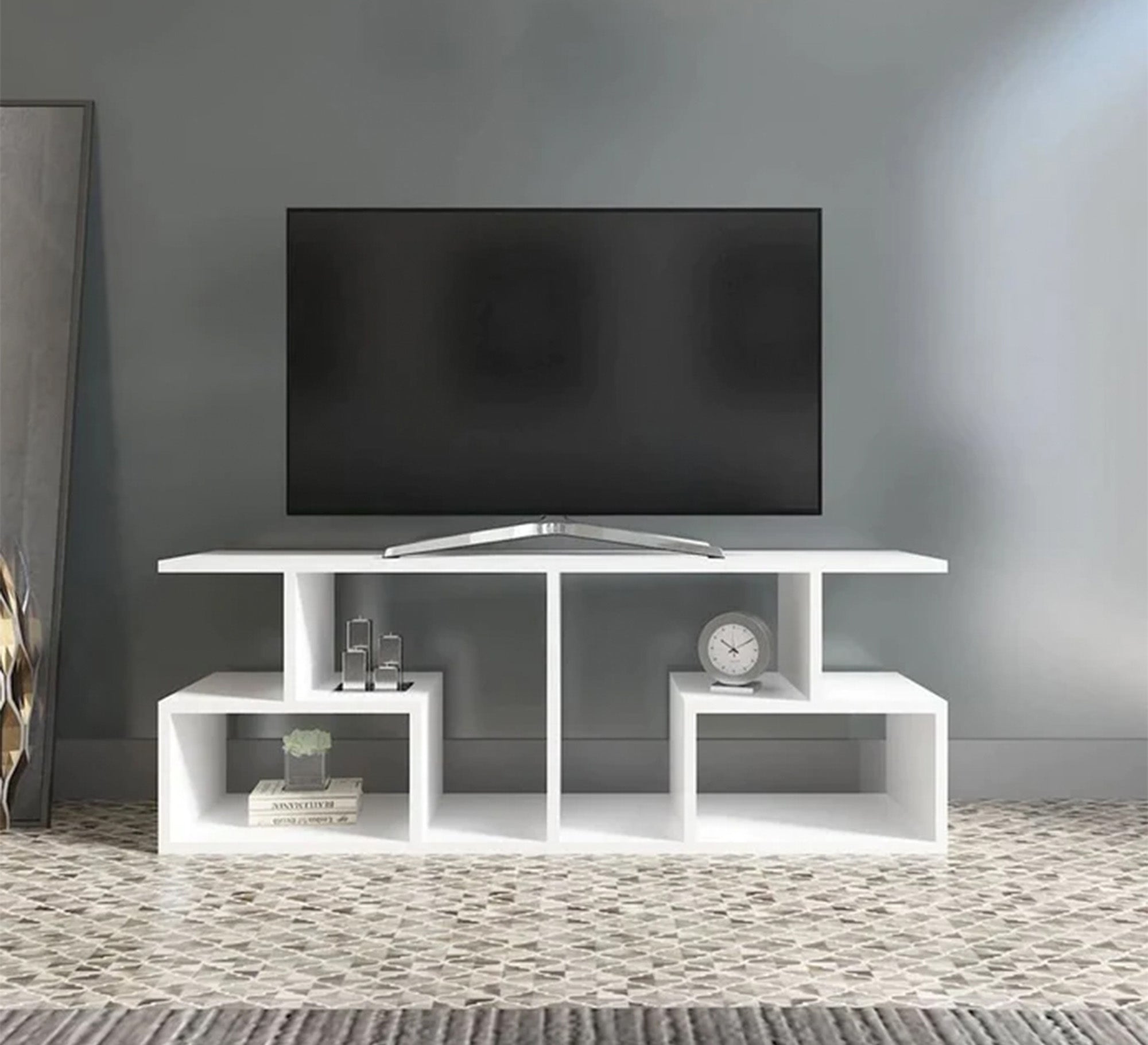 TV unit with nested shelves