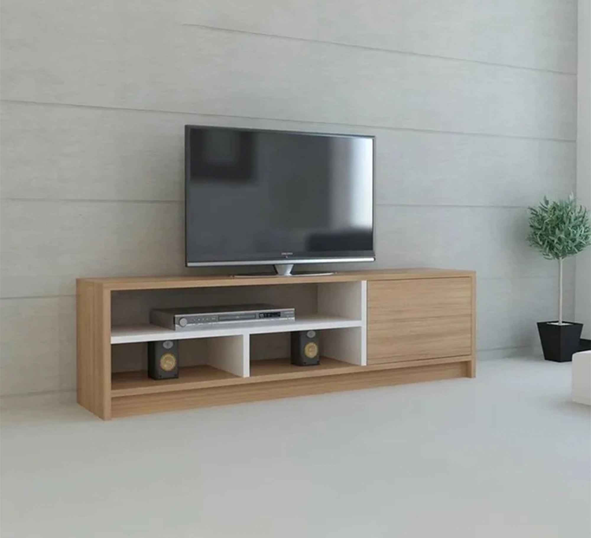 TV unit with two shelves divided from inside