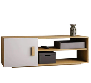 TV unit with two shelves and a movable shutter