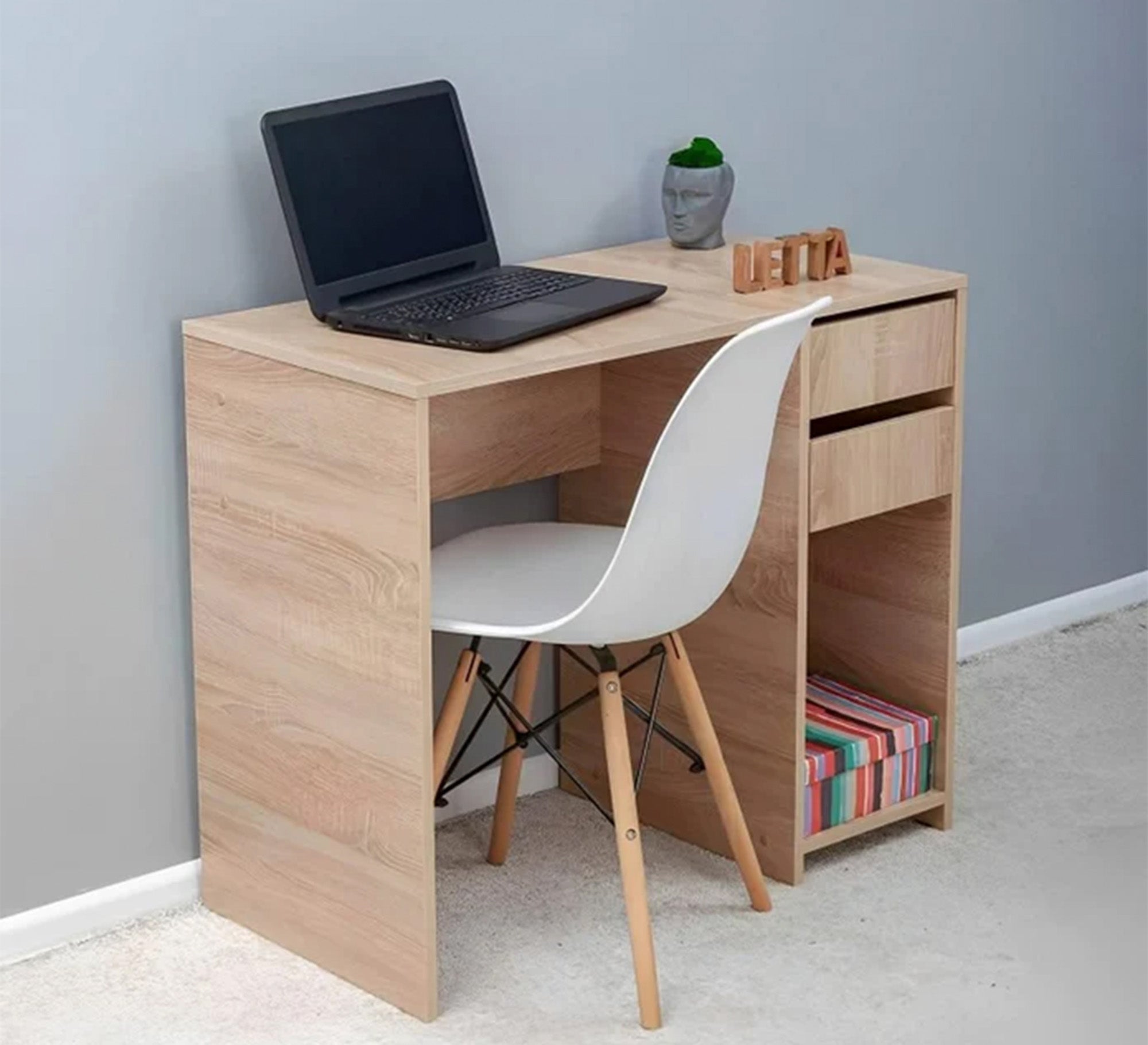 Study desk in brown wood color