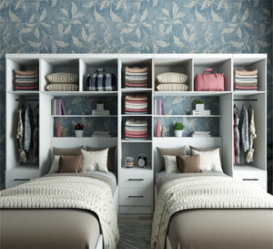 Bedroom: Dual White Beds & Spacious Wardrobe