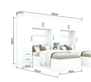 Bedroom: Dual White Beds & Spacious Wardrobe