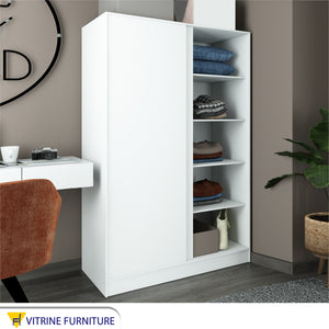 White wardrobe with hinged doors