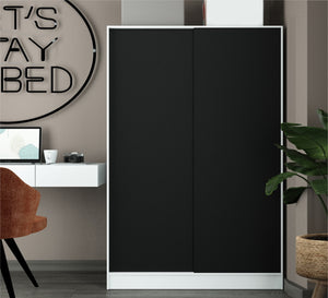 Wardrobe with black wooden doors