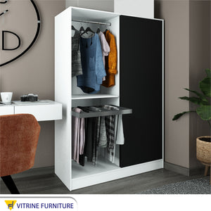 Wardrobe with black wooden doors