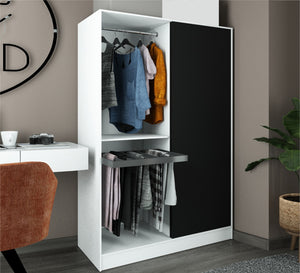 Wardrobe with black wooden doors