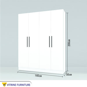 A white wardrobe with four moving doors