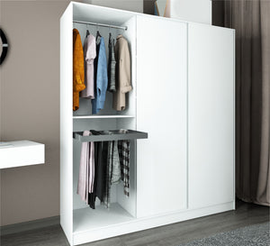 A cupboard with three sliding doors