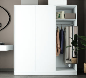 A cupboard with three sliding doors