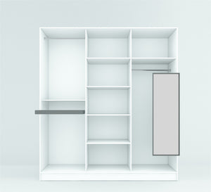 A cupboard with three sliding doors